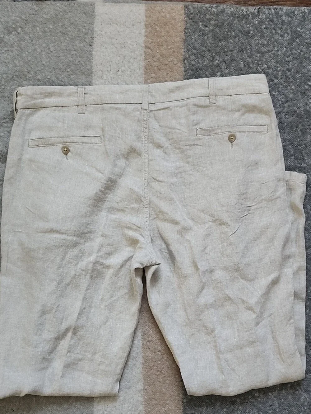 Joseph Abboud Men's Linen Pants 40x32 Beige Flat Front Summer Beach Tapered